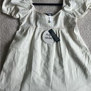 Plaid & Heart Cream Dress